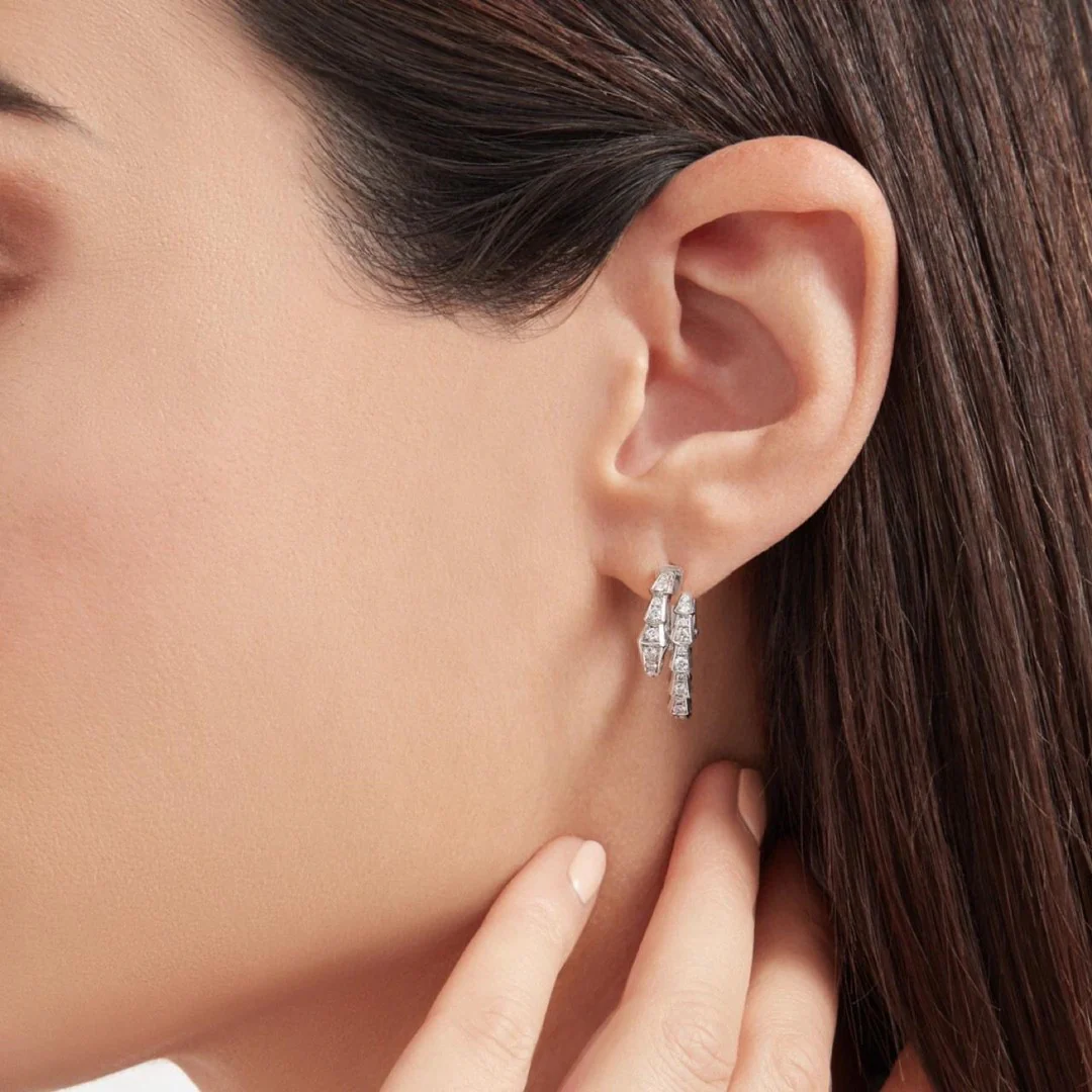 BGES001 S925 Sterling Silver diamond serpenti viper earrings clip - ccjewelryacc