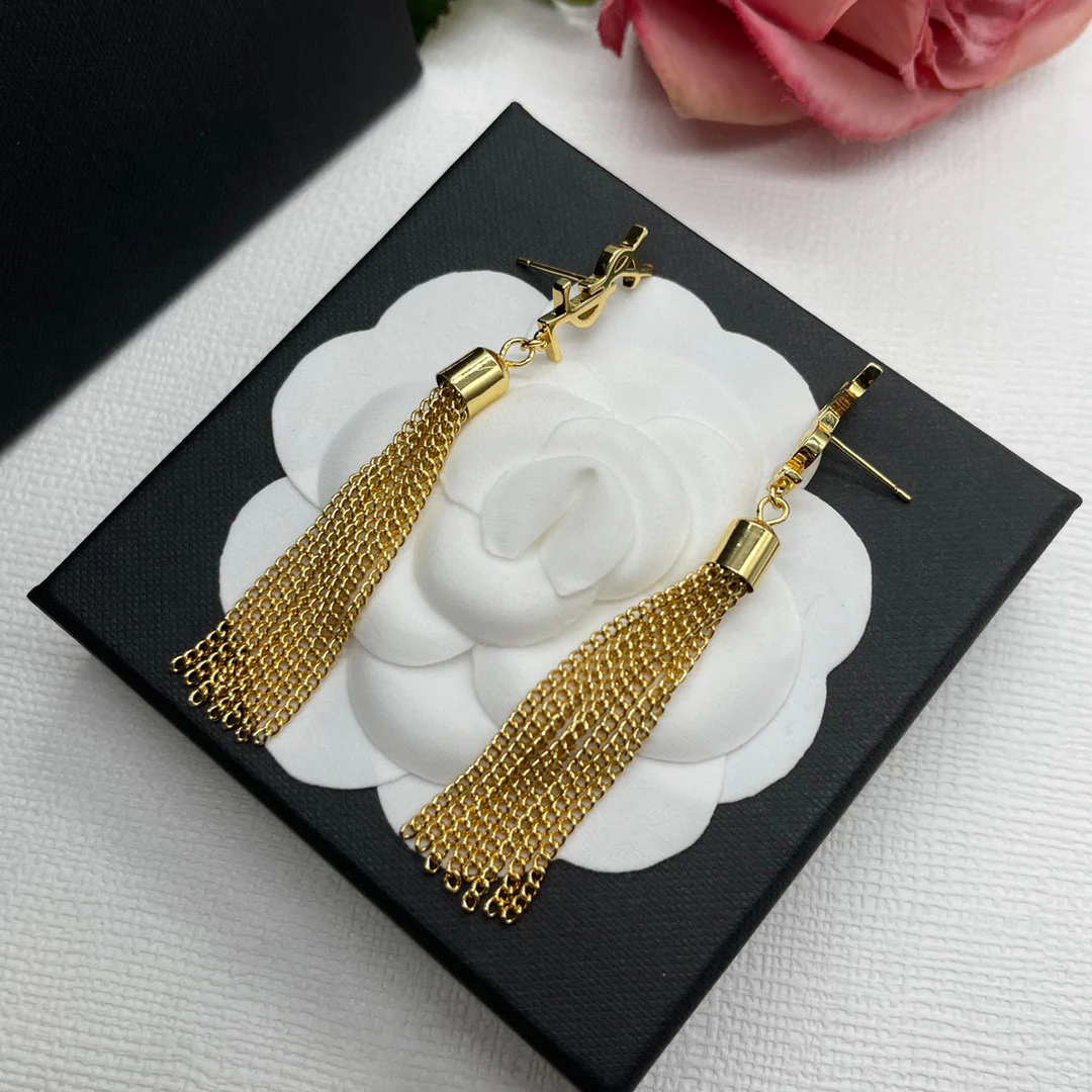YYE005 YVES Monogram Tassel Earrings - ccjewelryacc
