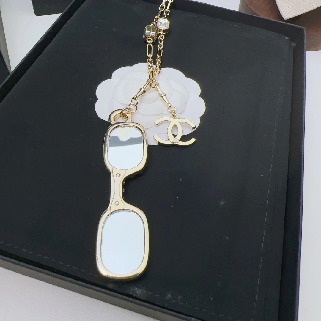 CCL341 CC 6 square zircon Charm Magnifying Glasses long necklace - ccjewelryacc