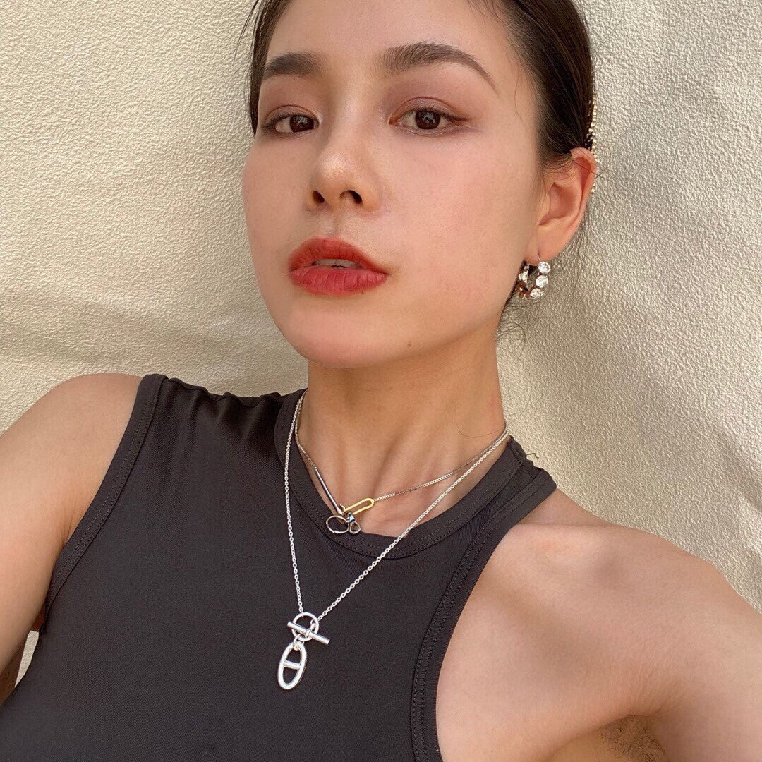 HMNS015 S925 Silver Pig nose Chaine d'ancre pendant Necklace - ccjewelryacc