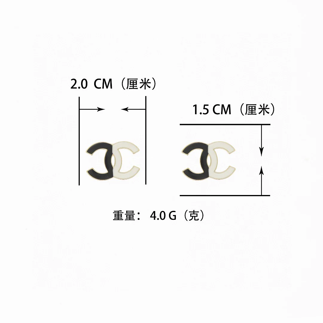 CCE282 Chanel Pink/black/white Enamel CC logo stud earring - ccjewelryacc