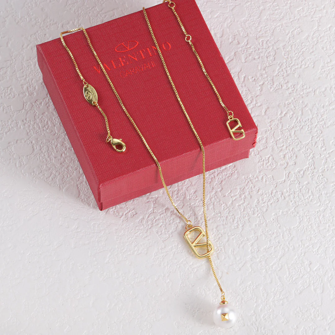 VTN023 Valentino Garavani lockstud pearl pendant necklace - ccjewelryacc