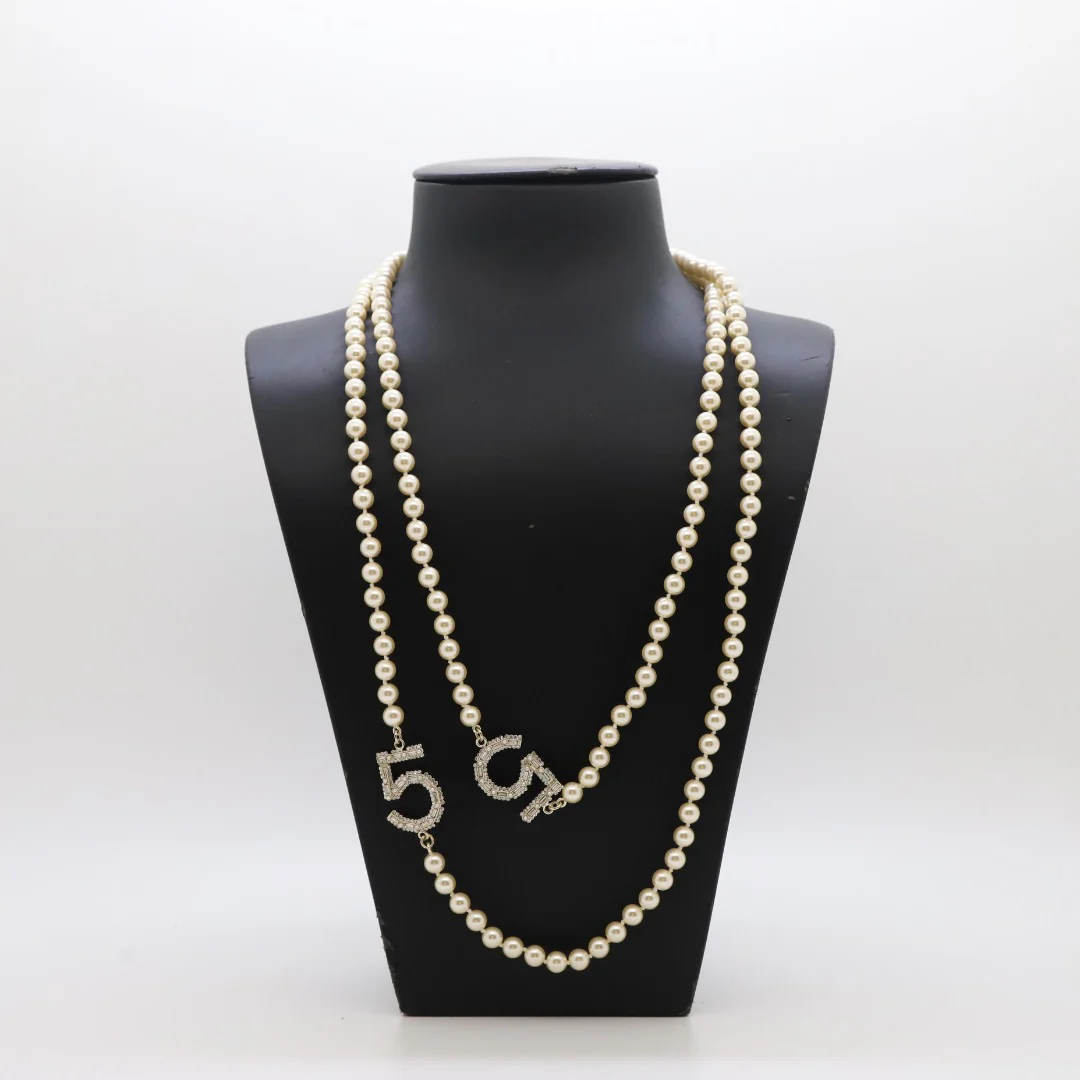 CCL008 High quality CC Pearl Long Chain Necklace Pearl sweater chain - ccjewelryacc