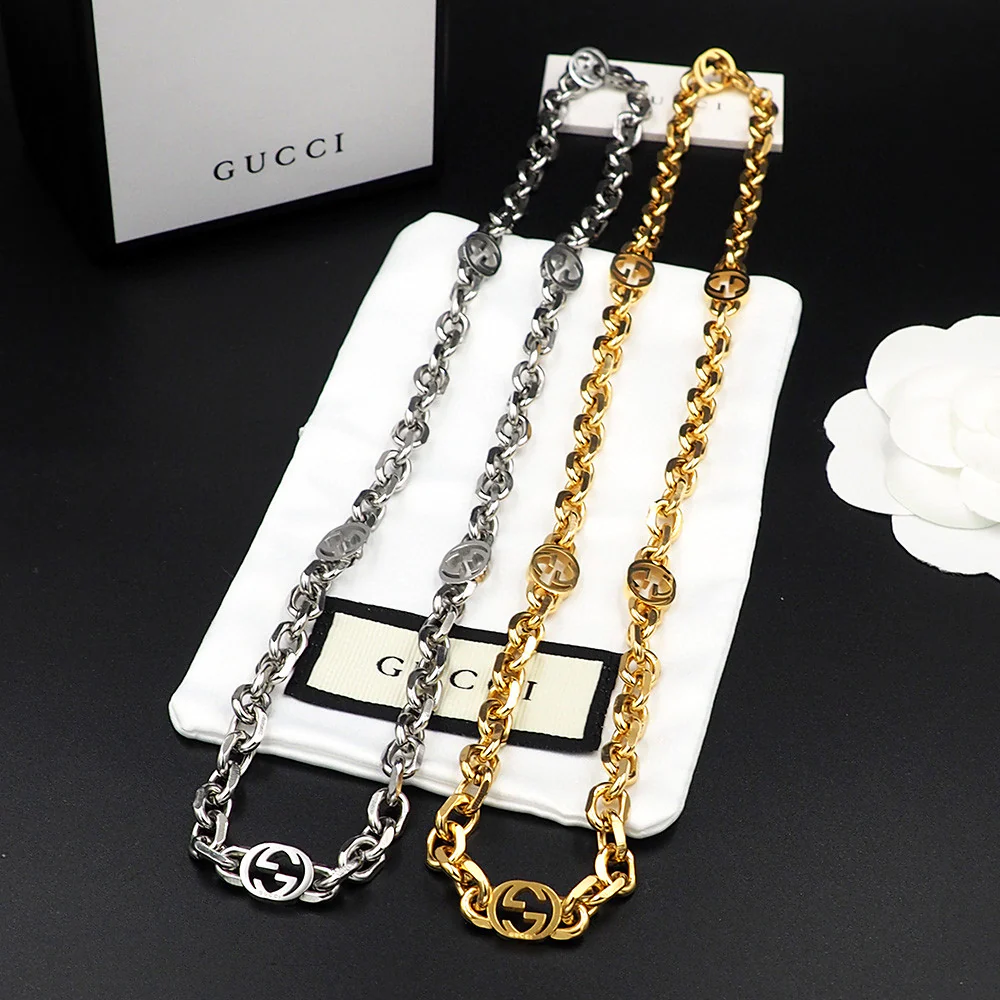 GGN034 Interlocking G Chain Necklace 5 motif - ccjewelryacc