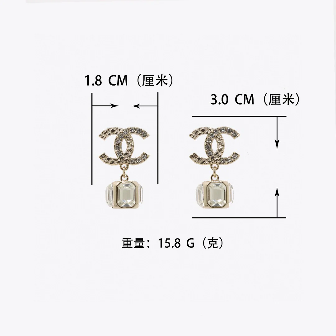 CCE053  Square diamond CC drop earring - ccjewelryacc