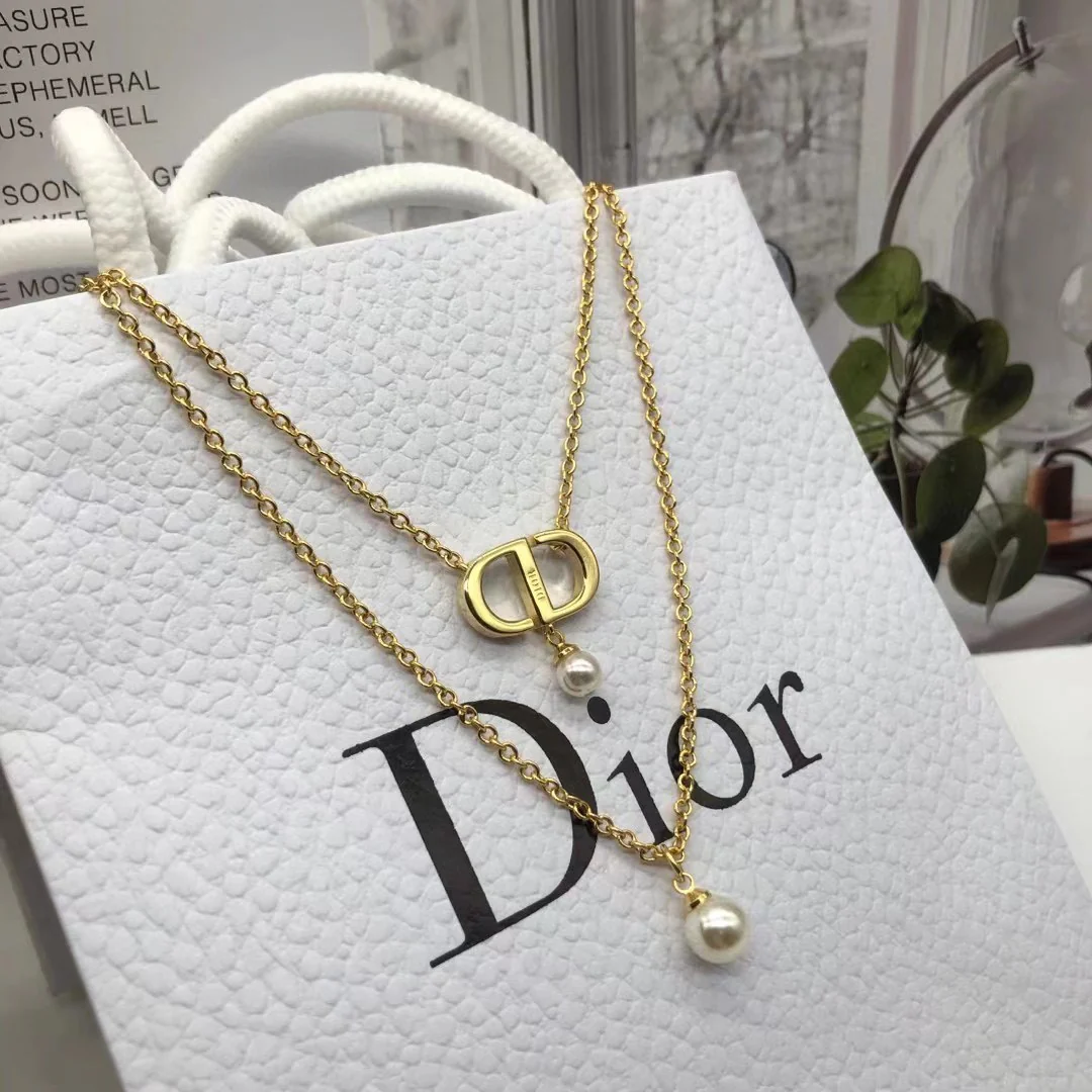 CDN182 High quality CD Double chain Pendant Necklace - ccjewelryacc