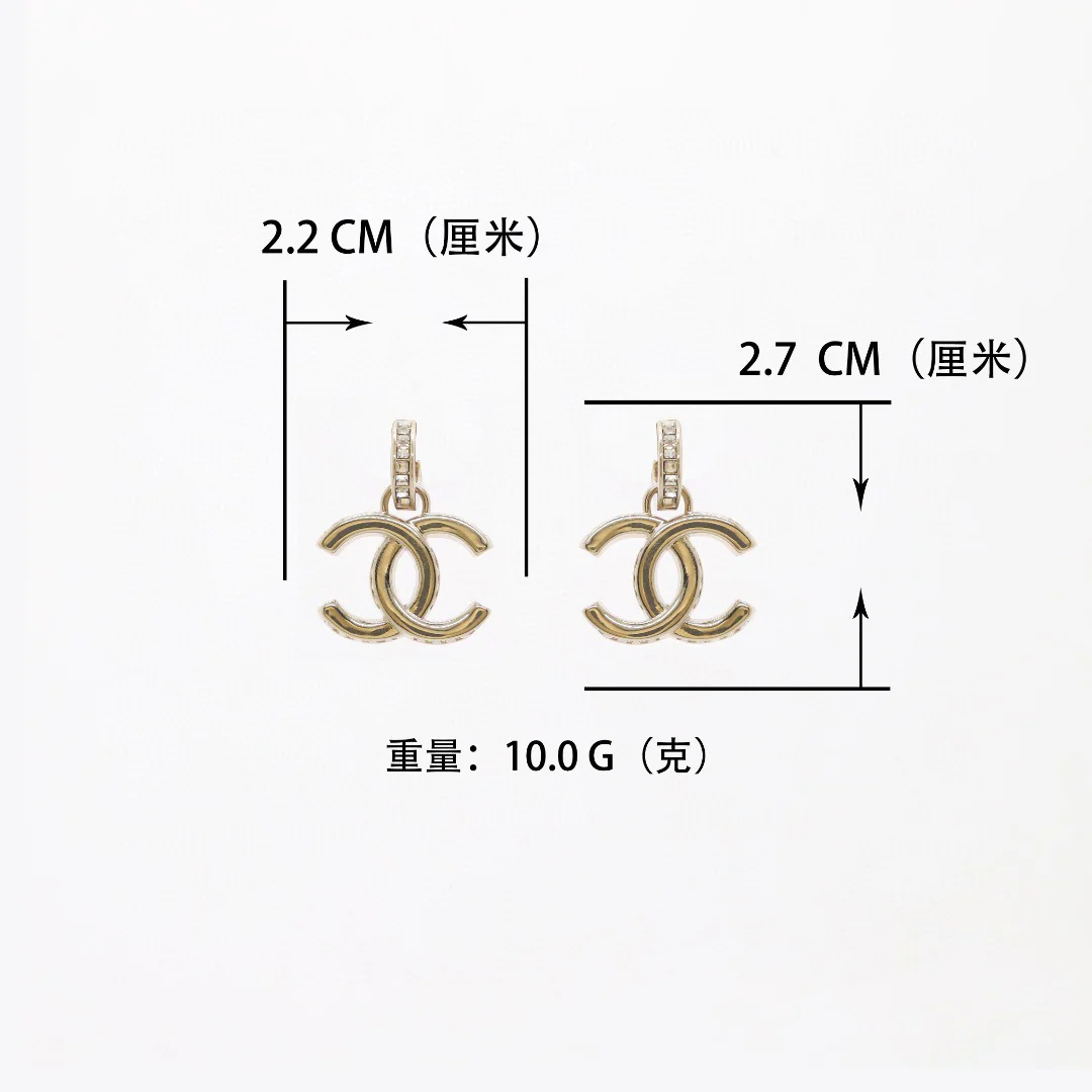 CCE385 Chanel crystal cc logo dangle earrings - ccjewelryacc