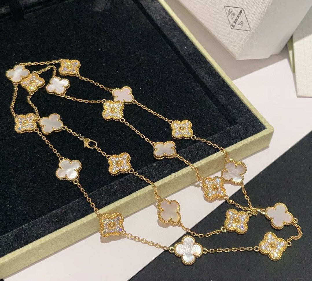 VCL007 High quality 20 clover Flower Long Sweater chain for women - ccjewelryacc