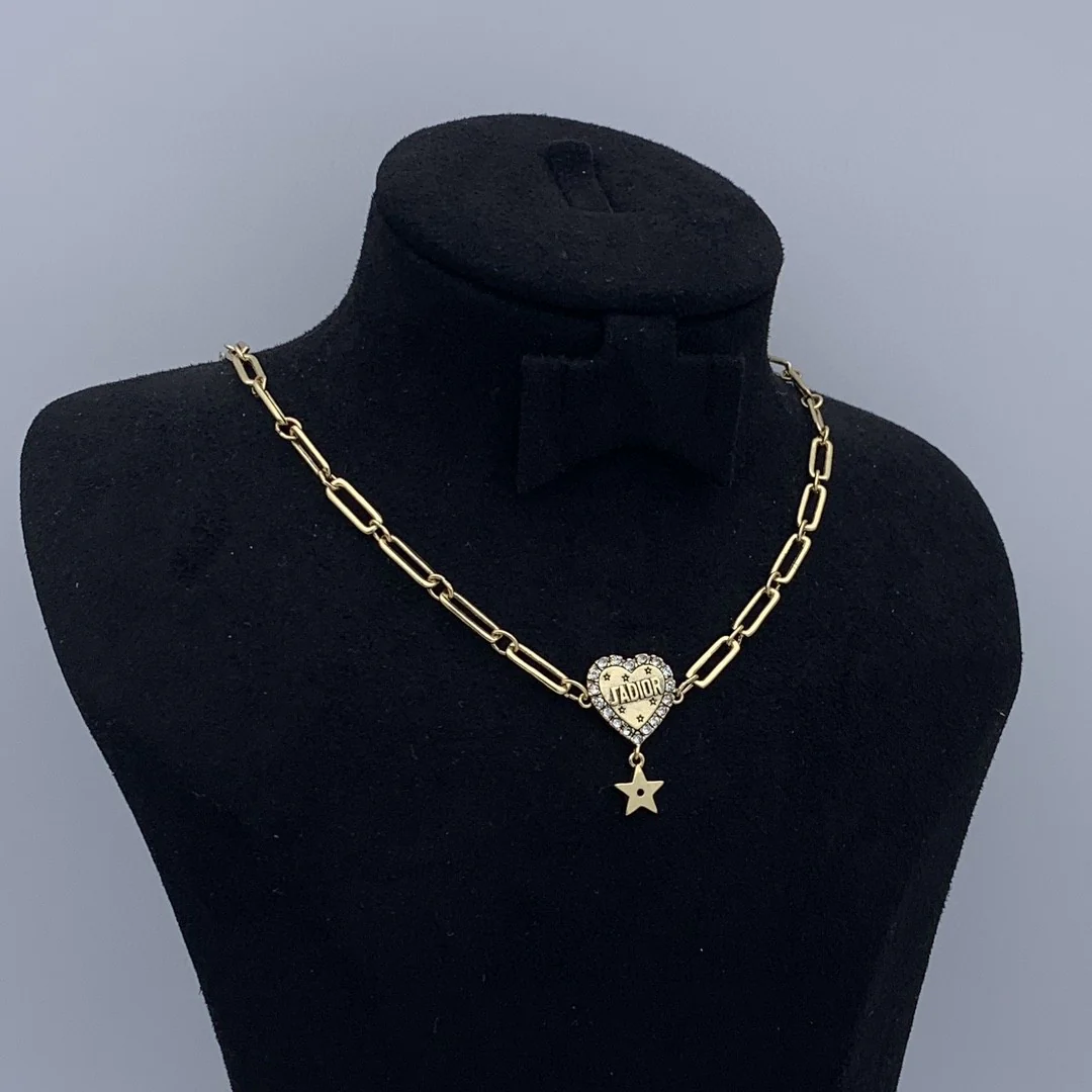 CDN252 High quality Luxury Designer CD Women Heart Pendant Necklace - ccjewelryacc