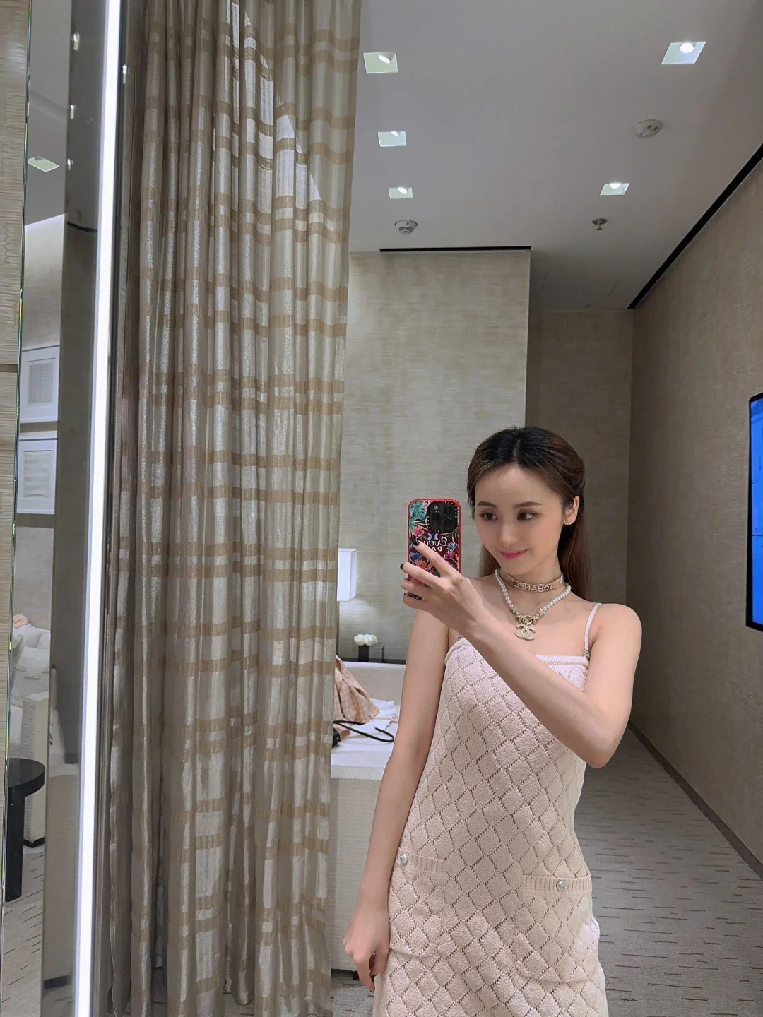 CCN287 Pearl chain with CC Logo pendant necklace - ccjewelryacc