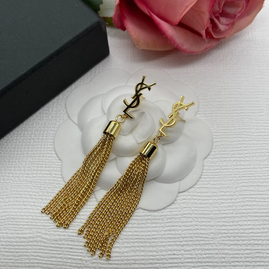 YYE005 YVES Monogram Tassel Earrings - ccjewelryacc