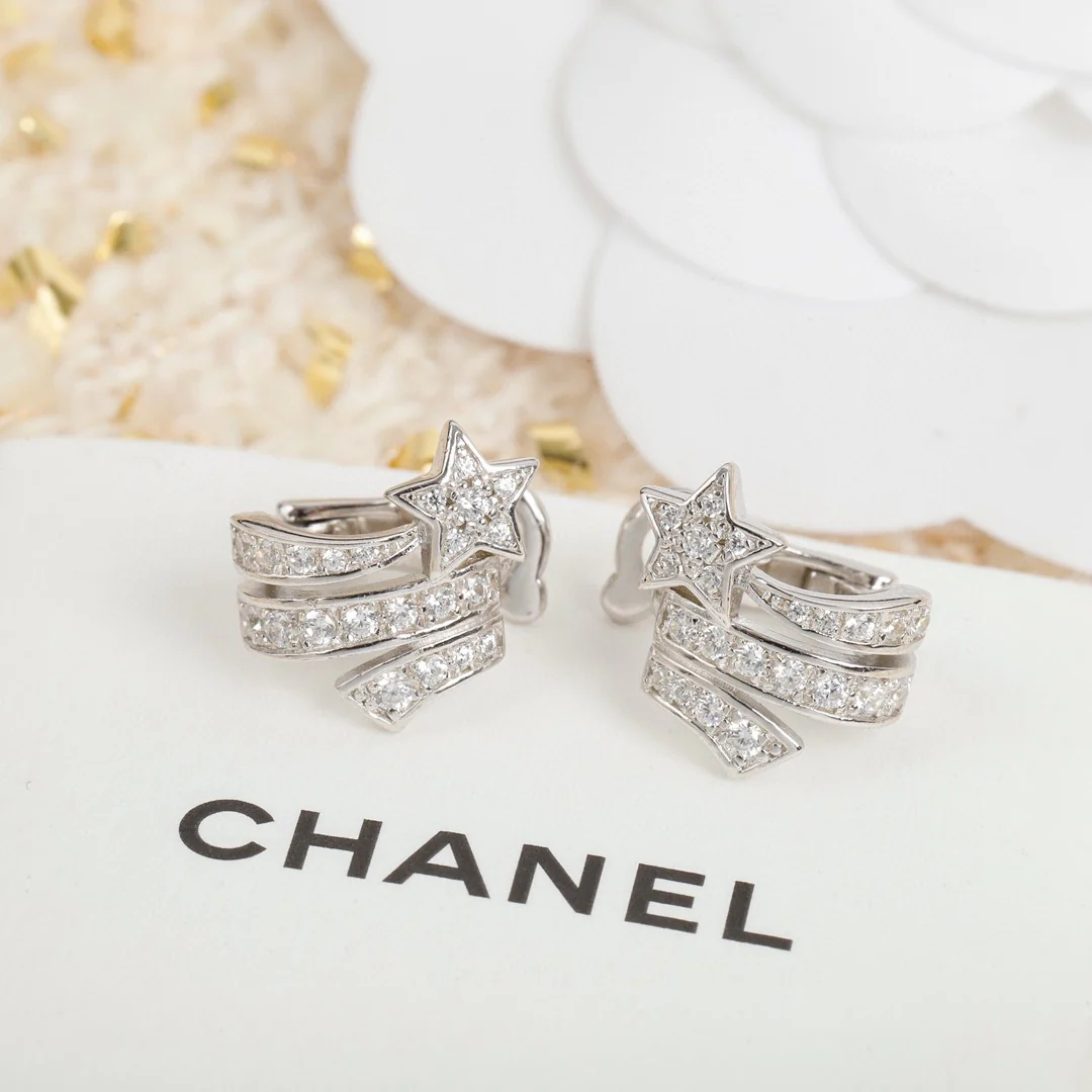 CCES292 S925 Sterling Silver diamond Étoile Filante earrings Earring clip - ccfashionjewelry