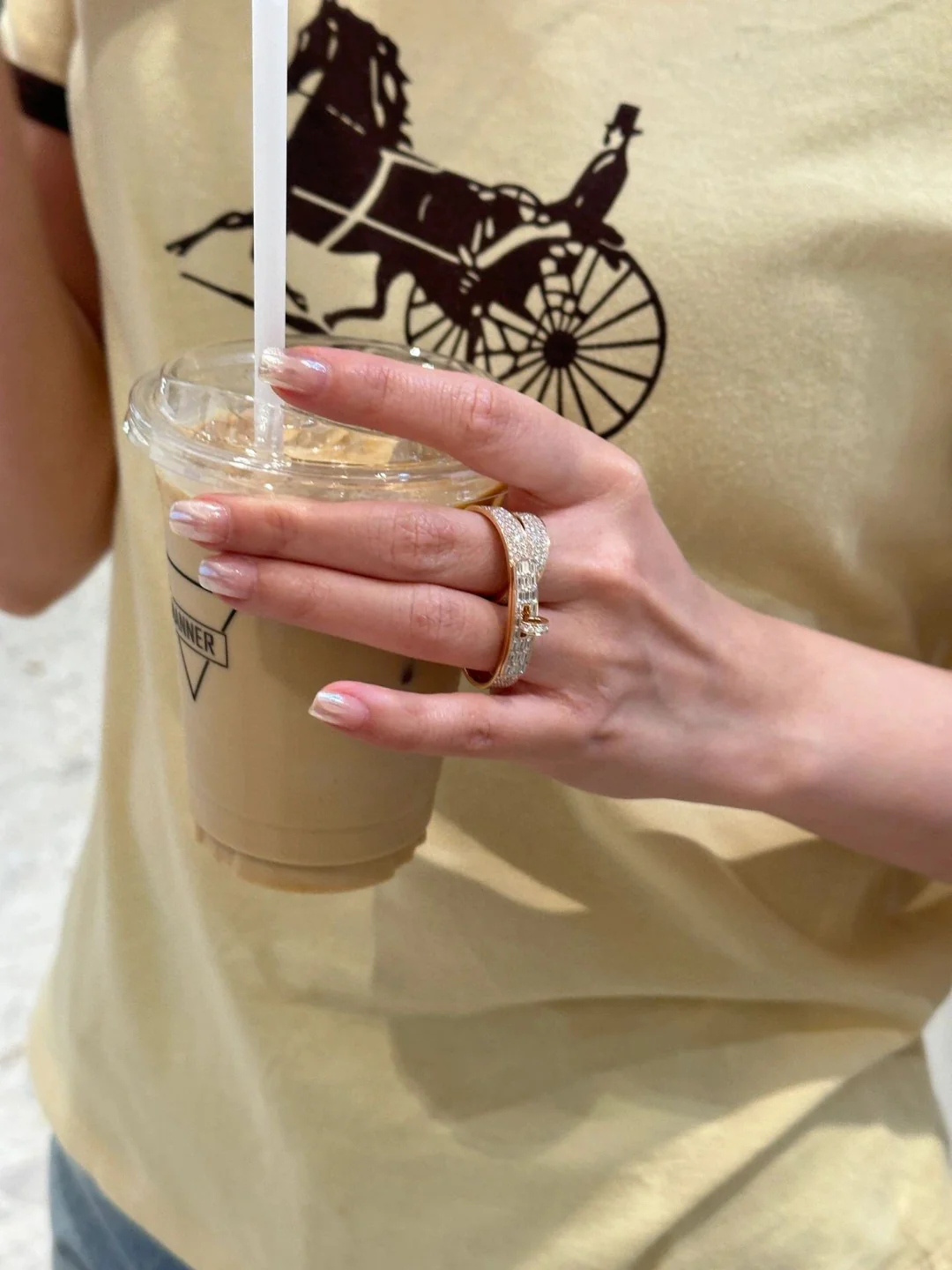 HMRS002 S925 Sterling Silver Kelly Gavroche Double rings - ccjewelryacc