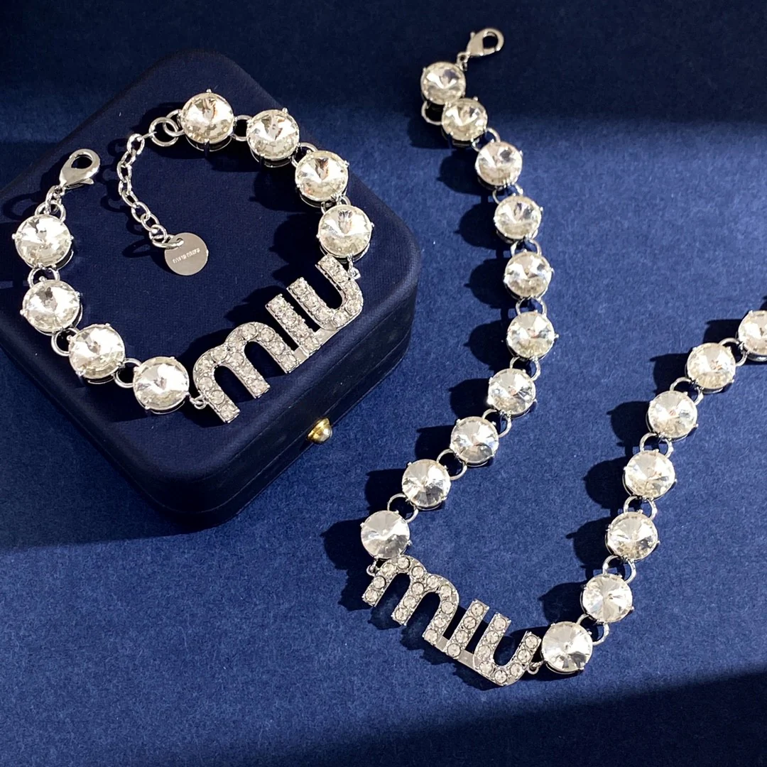 MMN003 High quality MM Full Big Diamond Choker Necklace Bracelet - ccjewelryacc