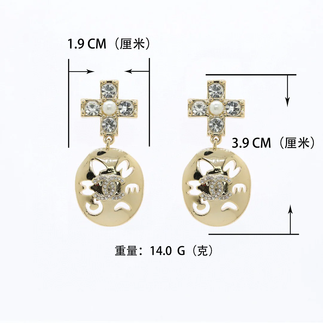 CCE318 Chanel cross earrings in metal and crystal - ccjewelryacc