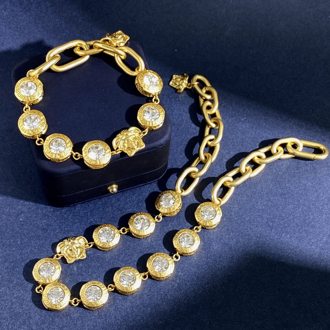VSN025 Versace diamond tennis choker necklace and bracelet - ccjewelryacc