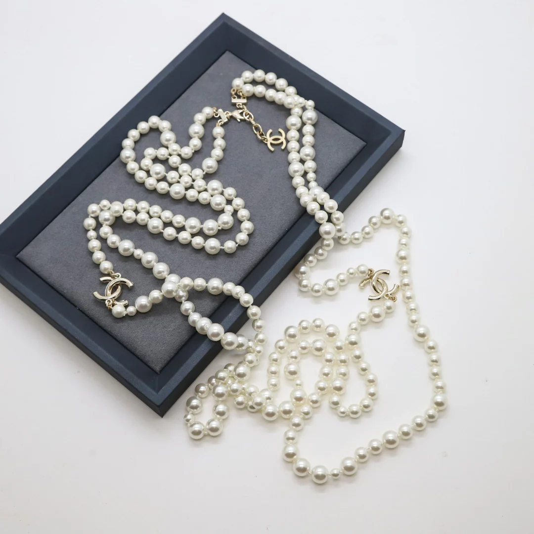 CCL007 High quality CC Pearl Long Chain Necklace Pearl sweater chain - ccjewelryacc