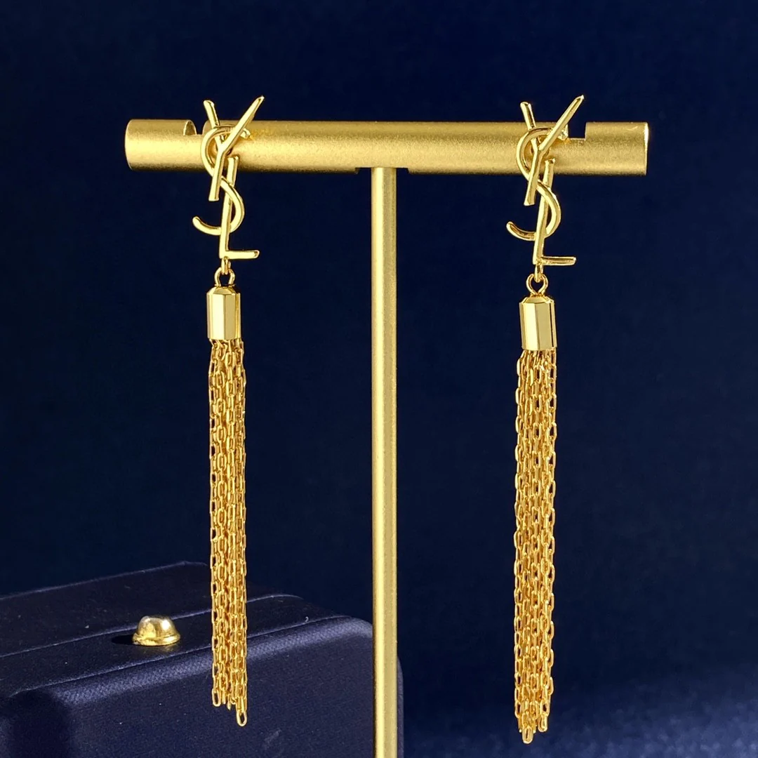 YYE005 YVES Monogram Tassel Earrings - ccjewelryacc
