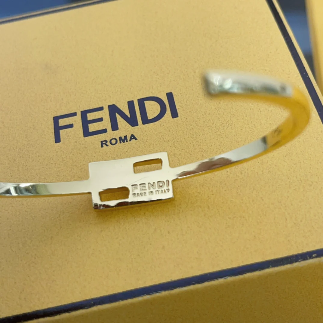 FDS004 Baguette Crystal Small F Cuff Bracelet - ccjewelryacc