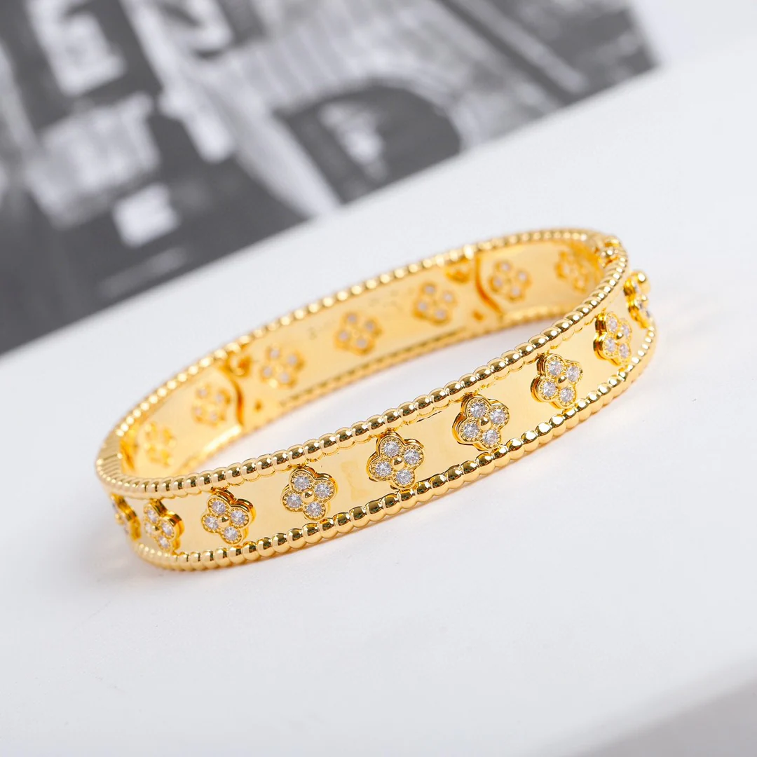 VCSV017 18K Gold/rose gold/white gold  Perlee Bangle Bracelet with diamond - ccjewelryacc