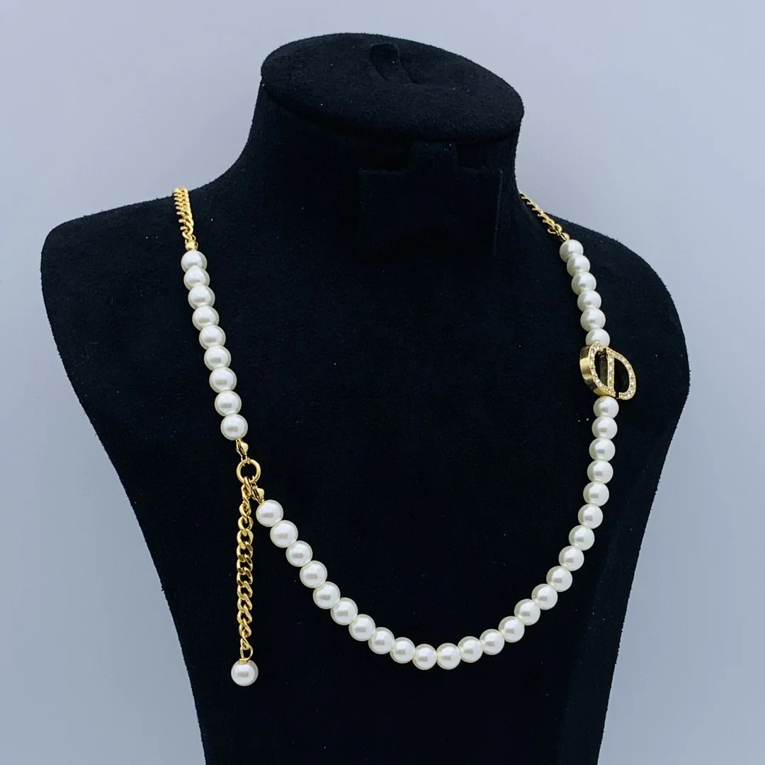 CDN155 High quality Pearl CD Choker Necklace - ccjewelryacc
