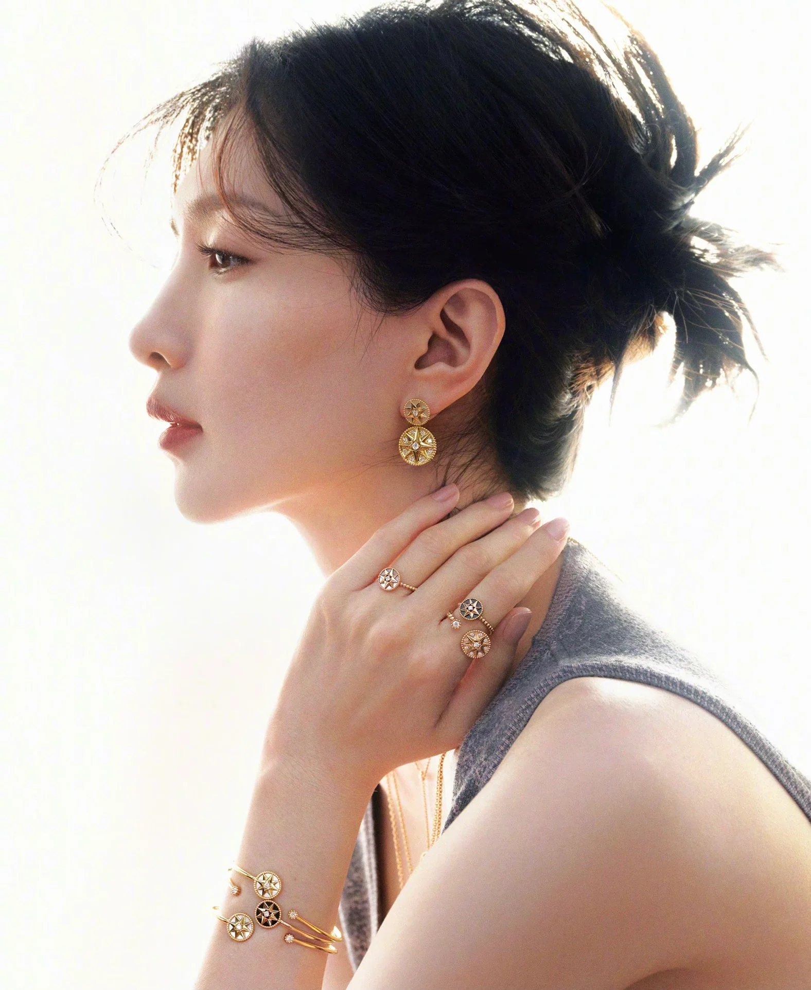 CDEV008 18k Gold and diamond dior ROSE DES VENTS earrings - ccjewelryacc