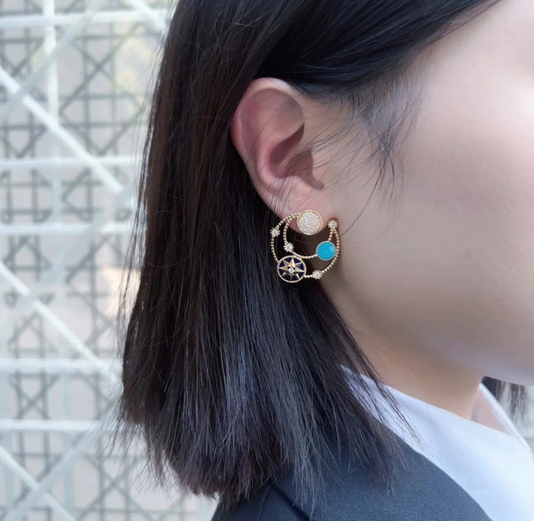 CDEV005 18K Gold Dior ROSE DES VENTS earrings - ccjewelryacc