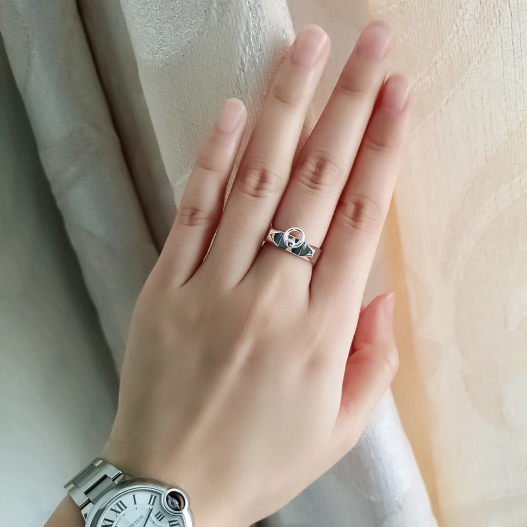 HMRS003 S925 Sterling Silver Collier de chien ring, small model - ccjewelryacc