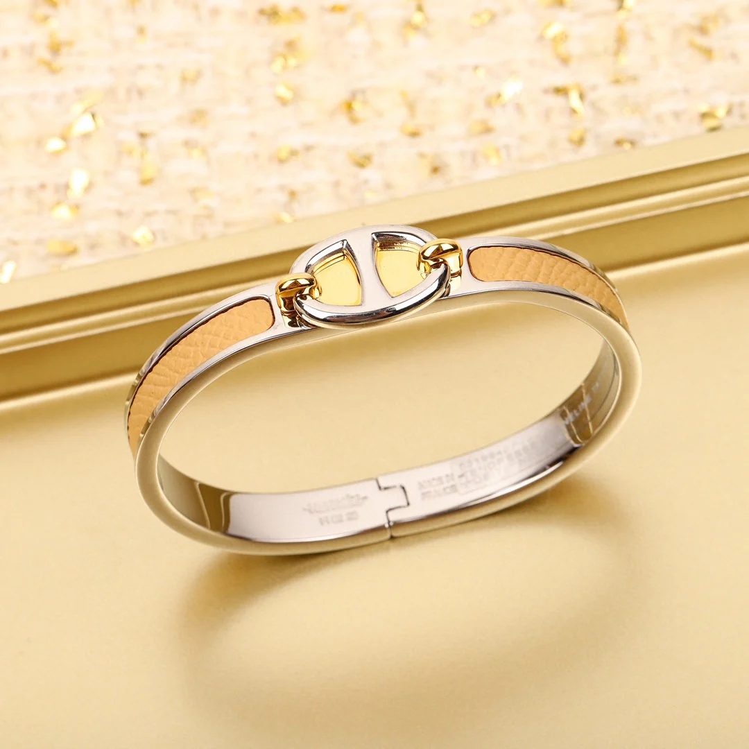 HMS014 Pig Nose Cowhide surface Bangle Bracelet - ccjewelryacc