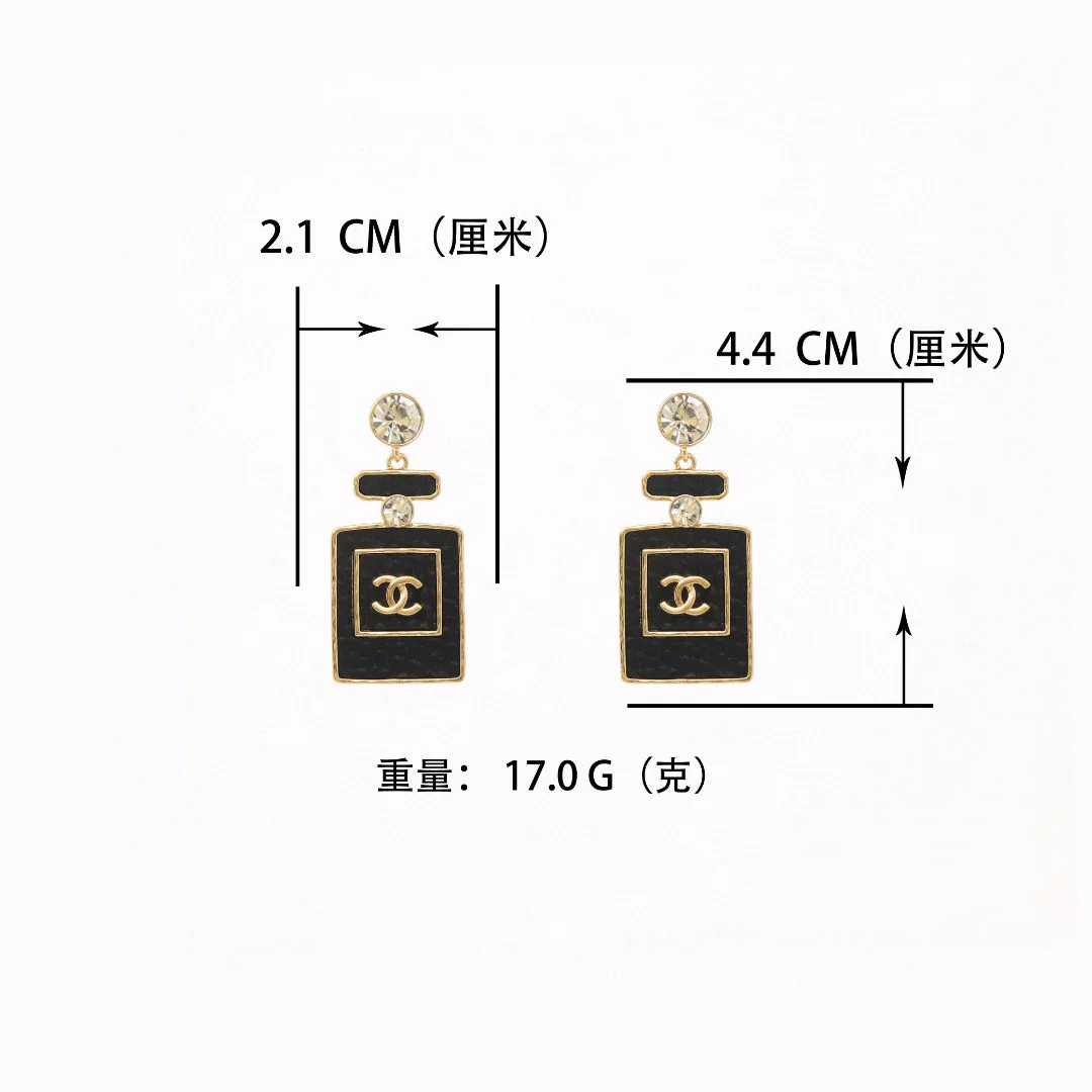 CCE343 Leather texture rhinestone perfume bottle pendant earrings - ccjewelryacc