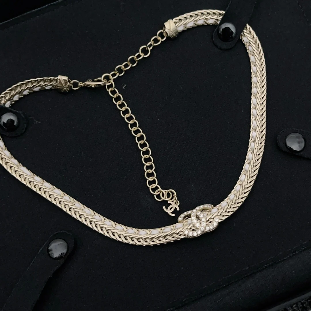 CCN011 Metal leater CC Choker Necklace - ccjewelryacc