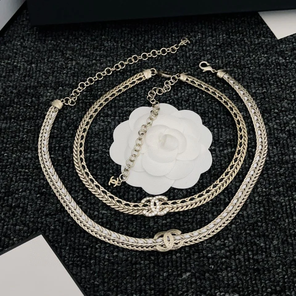 CCN011 Metal leater CC Choker Necklace - ccjewelryacc