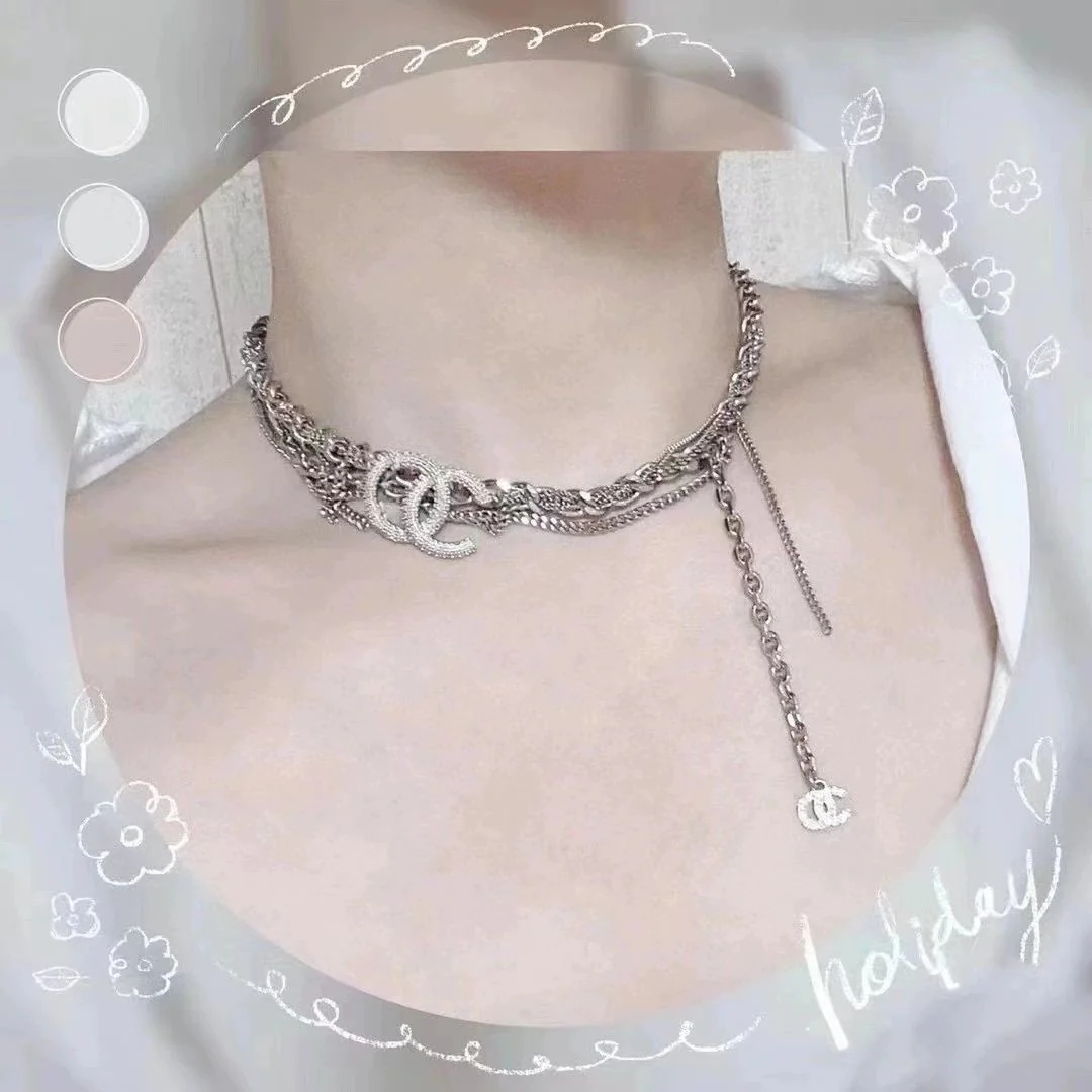 CCN010 Chanel chain cc logo choker CC Gold Necklace - ccjewelryacc
