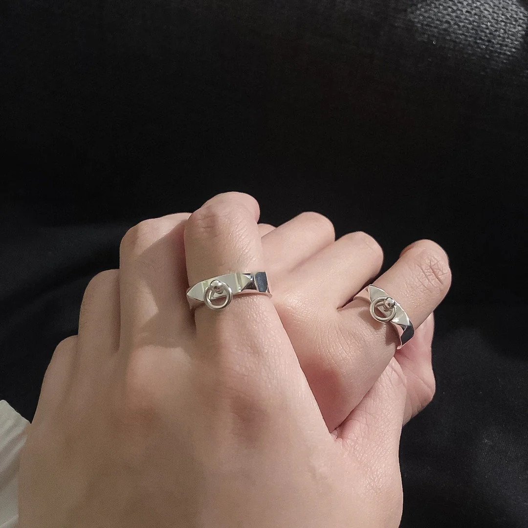 HMRS003 S925 Sterling Silver Collier de chien ring, small model - ccjewelryacc