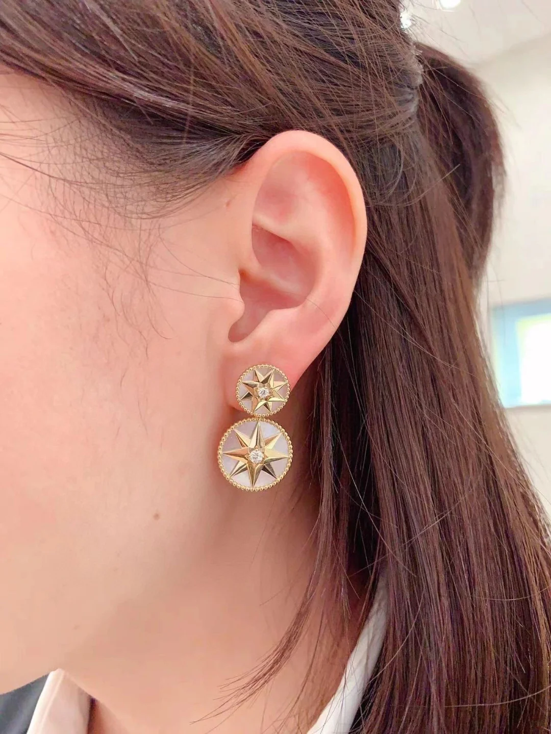 CDEV001 18K Gold Dior ROSE DES VENTS Earrings for Women - ccjewelryacc