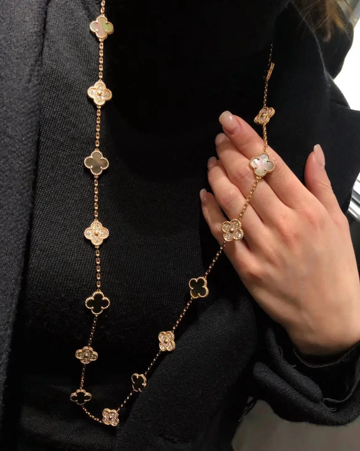 VCL010 High quality 20 clover Flower Long Sweater chain for women - ccjewelryacc