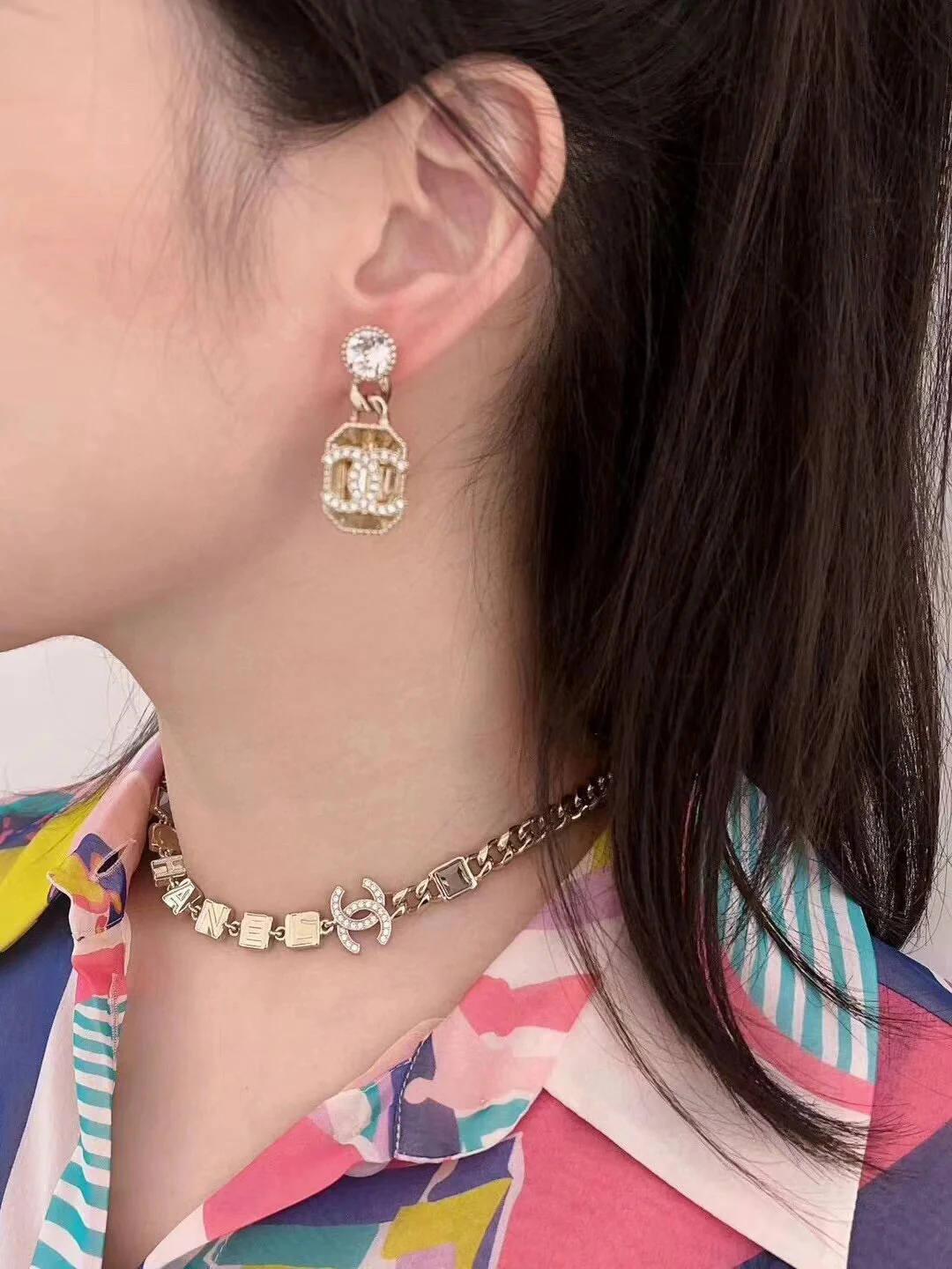 CCN069 Metal letter CC Choker Necklace - ccjewelryacc