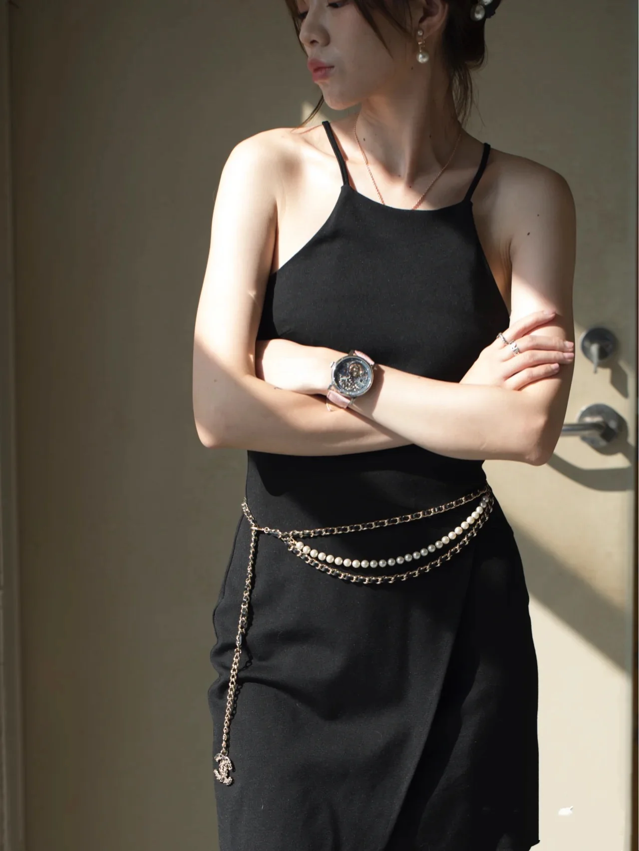 CCW002 Metal leater with CC logo charm Waist chain - ccjewelryacc