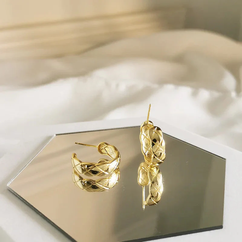 CCE8004G COCO Crush earrings S925 Silver 18k Real Gold Plating Diamond cc earring - ccjewelryacc