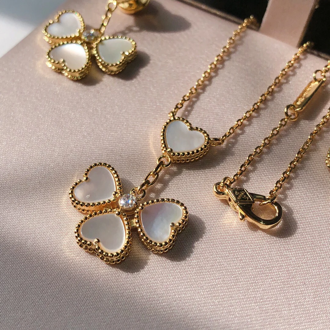 VCT001 VCA Sweet Hearts earrings pendant necklace ,mother of pearl , Diamond - ccjewelryacc