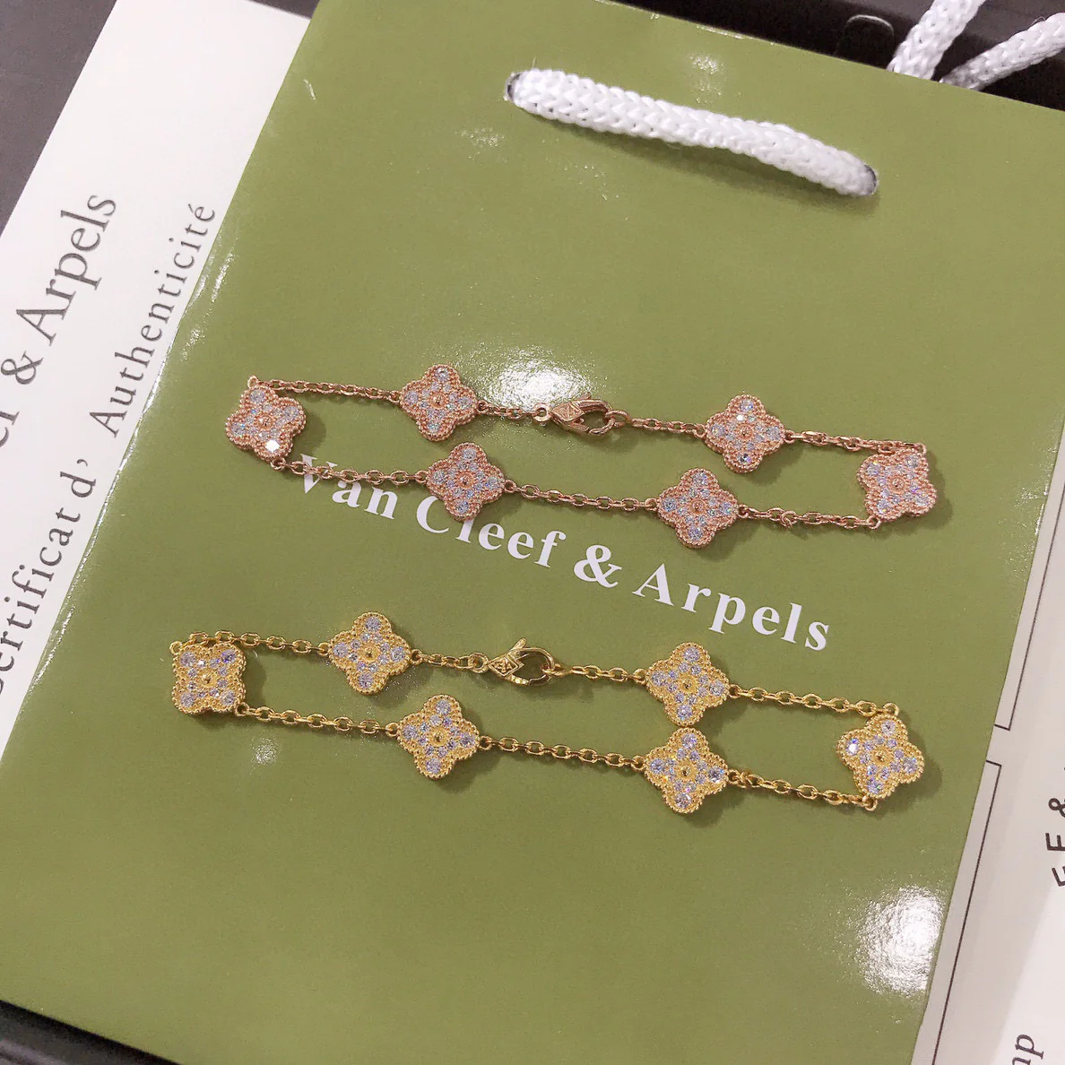 VCS001 Sweet alhambra diamond bracelet 6 motifs mini - ccjewelryacc