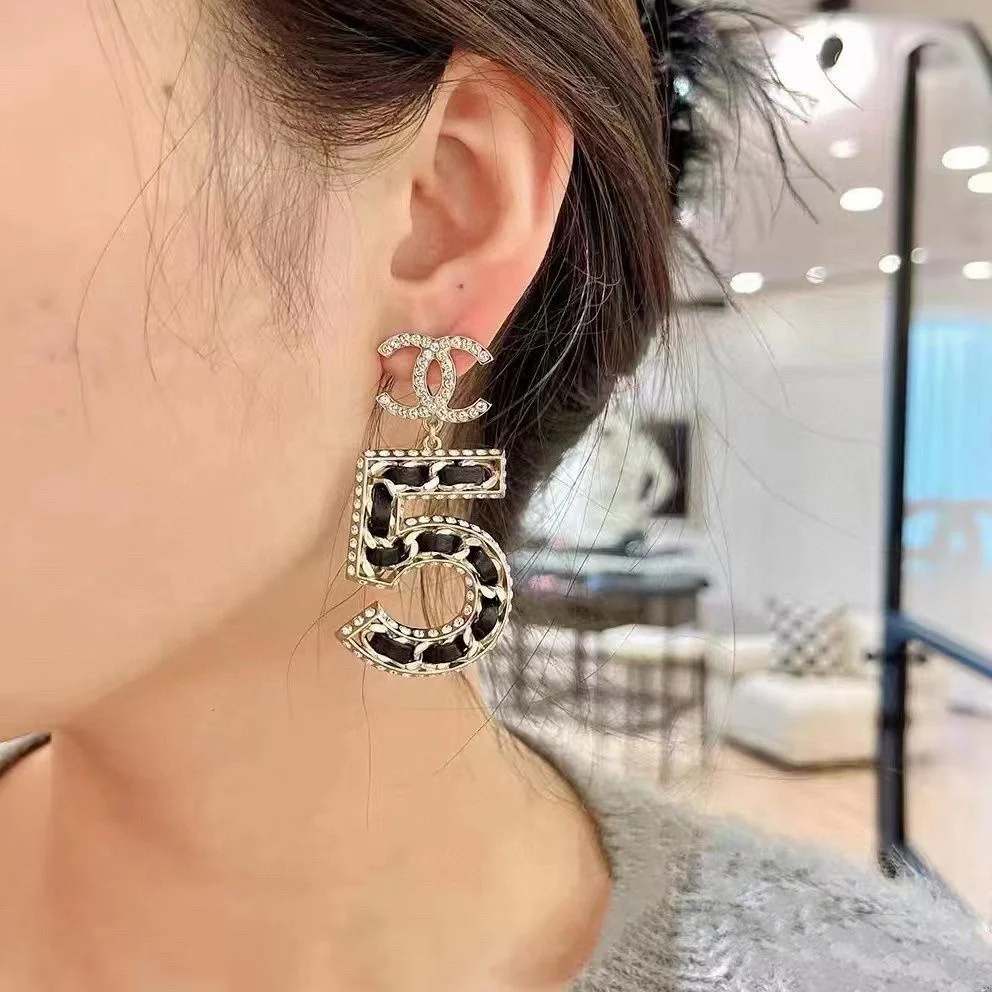 CCN013 Number 5 series cc jewelry set cc Stud earring, drop earring,cc Necklace, cc sweater chain, - ccjewelryacc