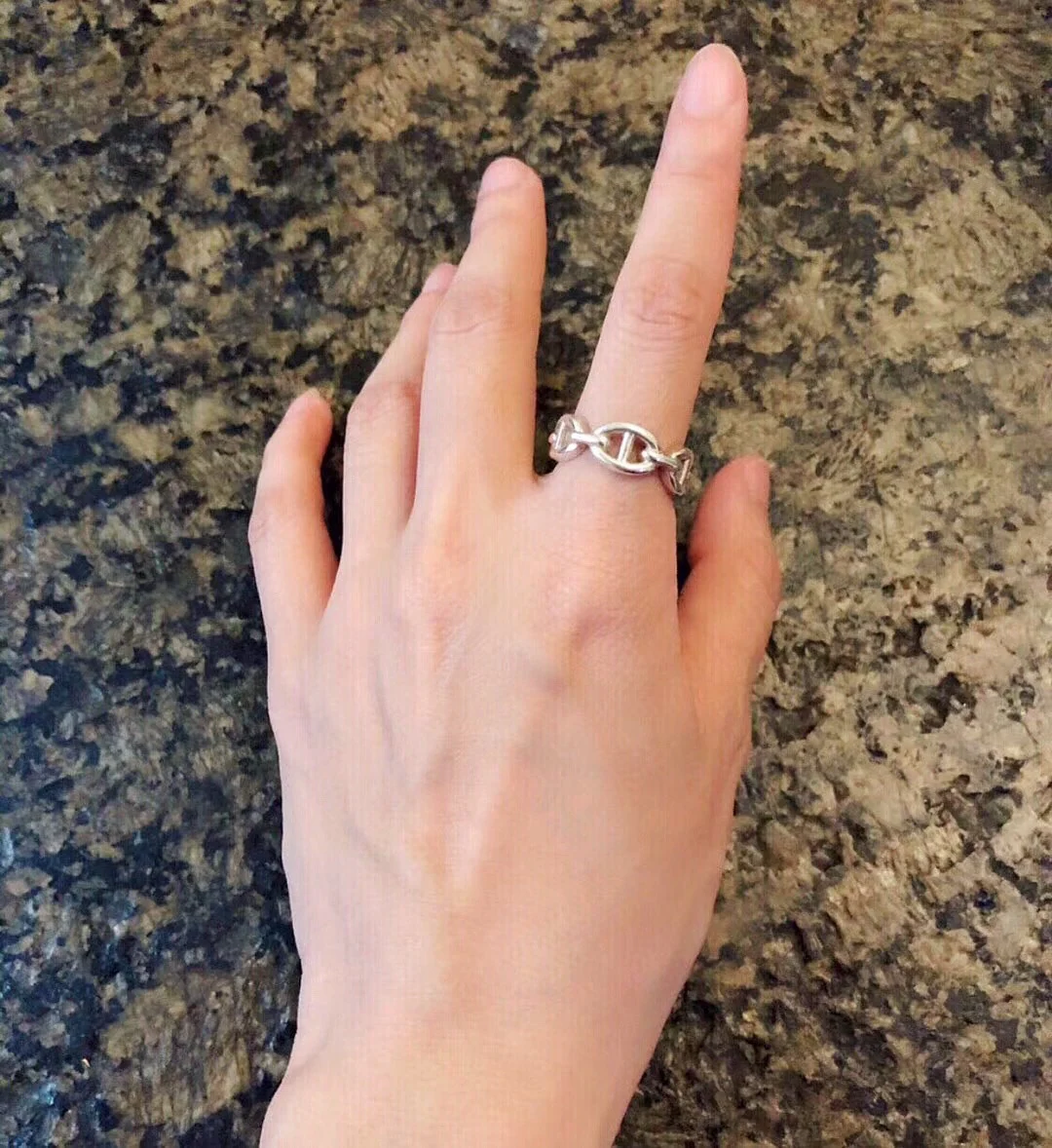 HMR013 Chaine d'ancre Enchainee ring, small model - ccjewelryacc