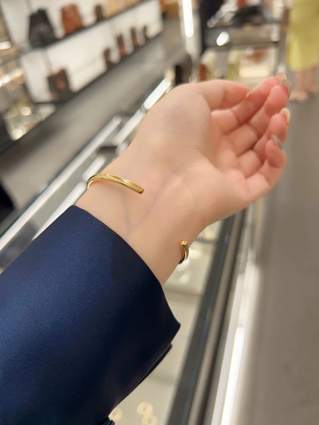 CLS004 Celine Triomphe Asymmetric Cuff in Brass with Gold Finish - ccjewelryacc