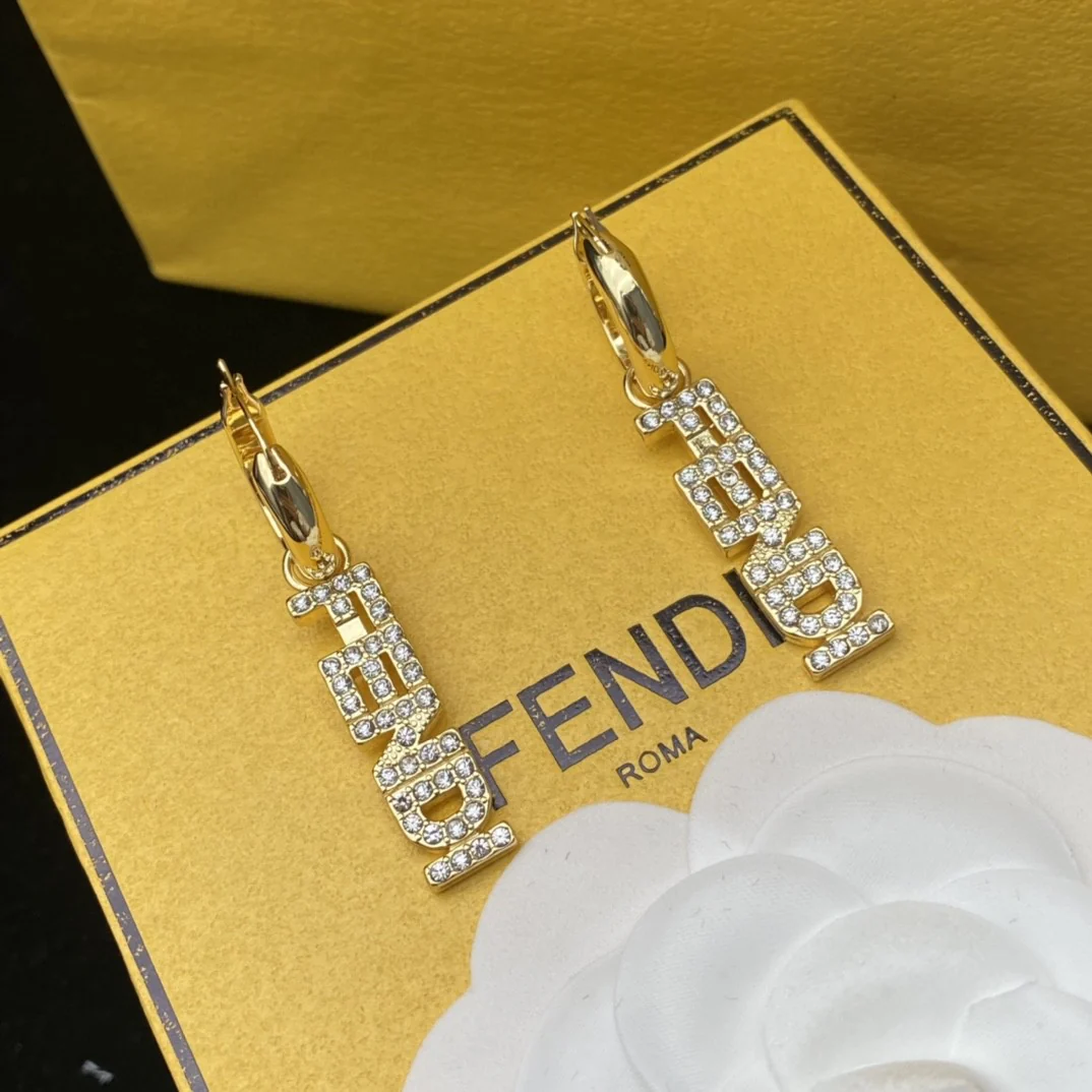 FDE023 Fendi gold hoops - ccjewelryacc