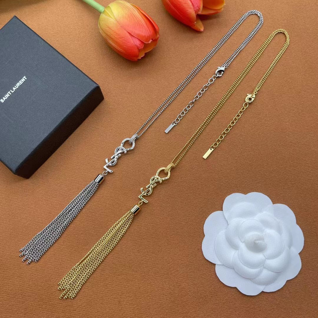 YYN003 CASSANDRE tassel necklace in metal - ccjewelryacc