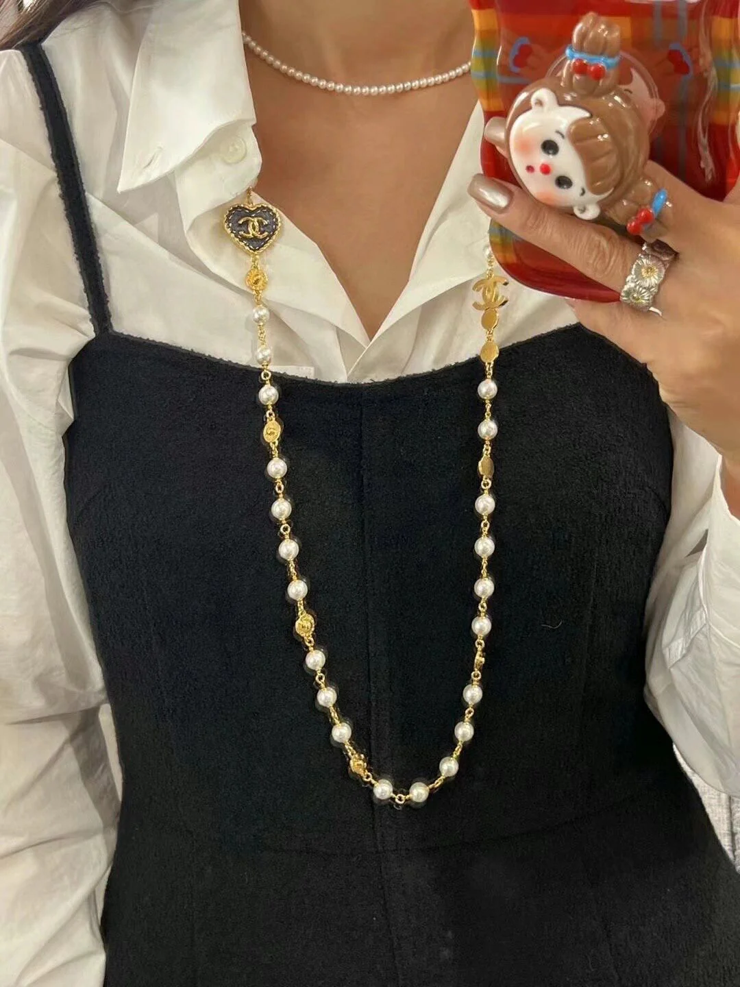 CCL331 24P Cowboy Jeans Heart CC sweater necklace CC long chain - ccjewelryacc