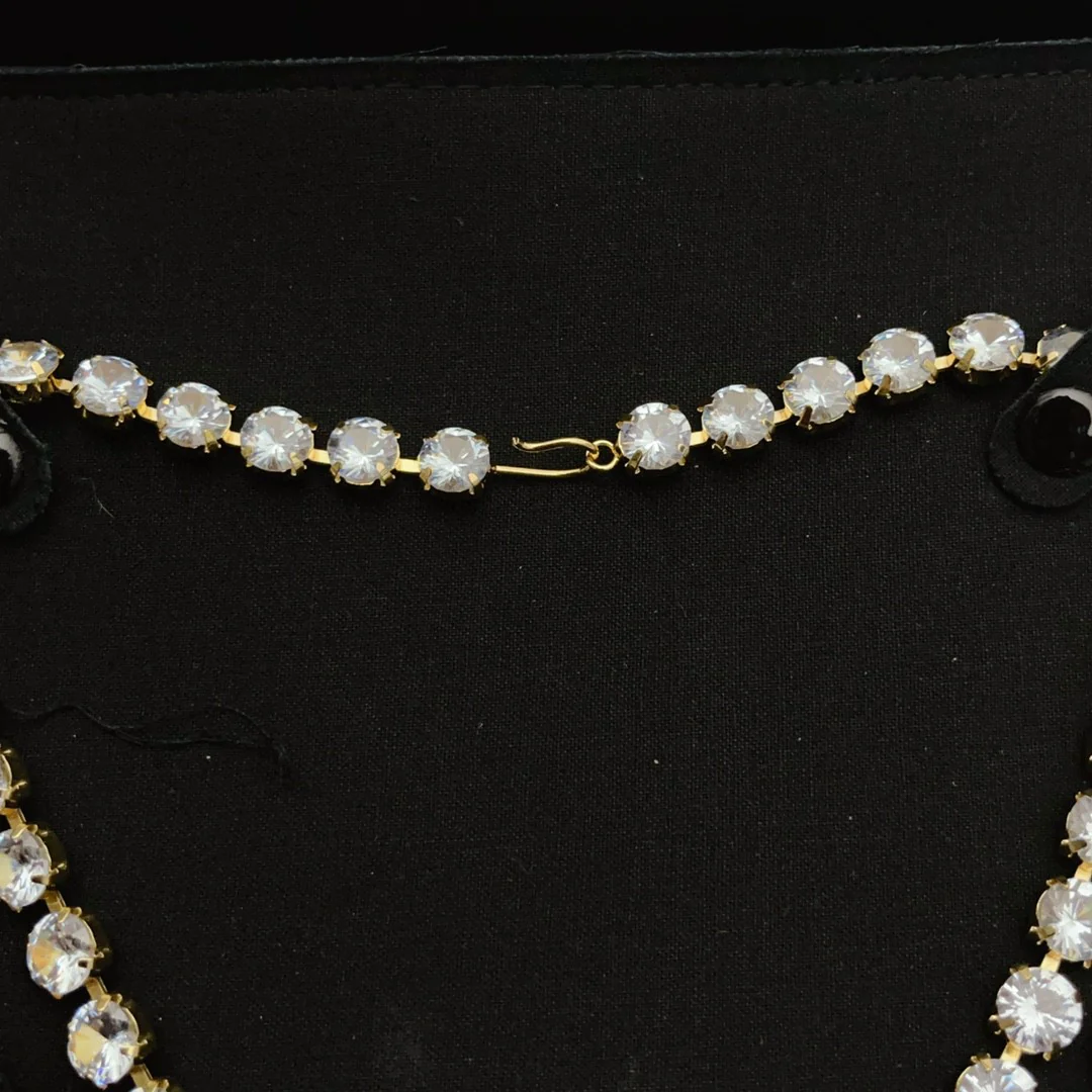 CCN007 CC choker Necklace in metal and rhinestone - ccjewelryacc