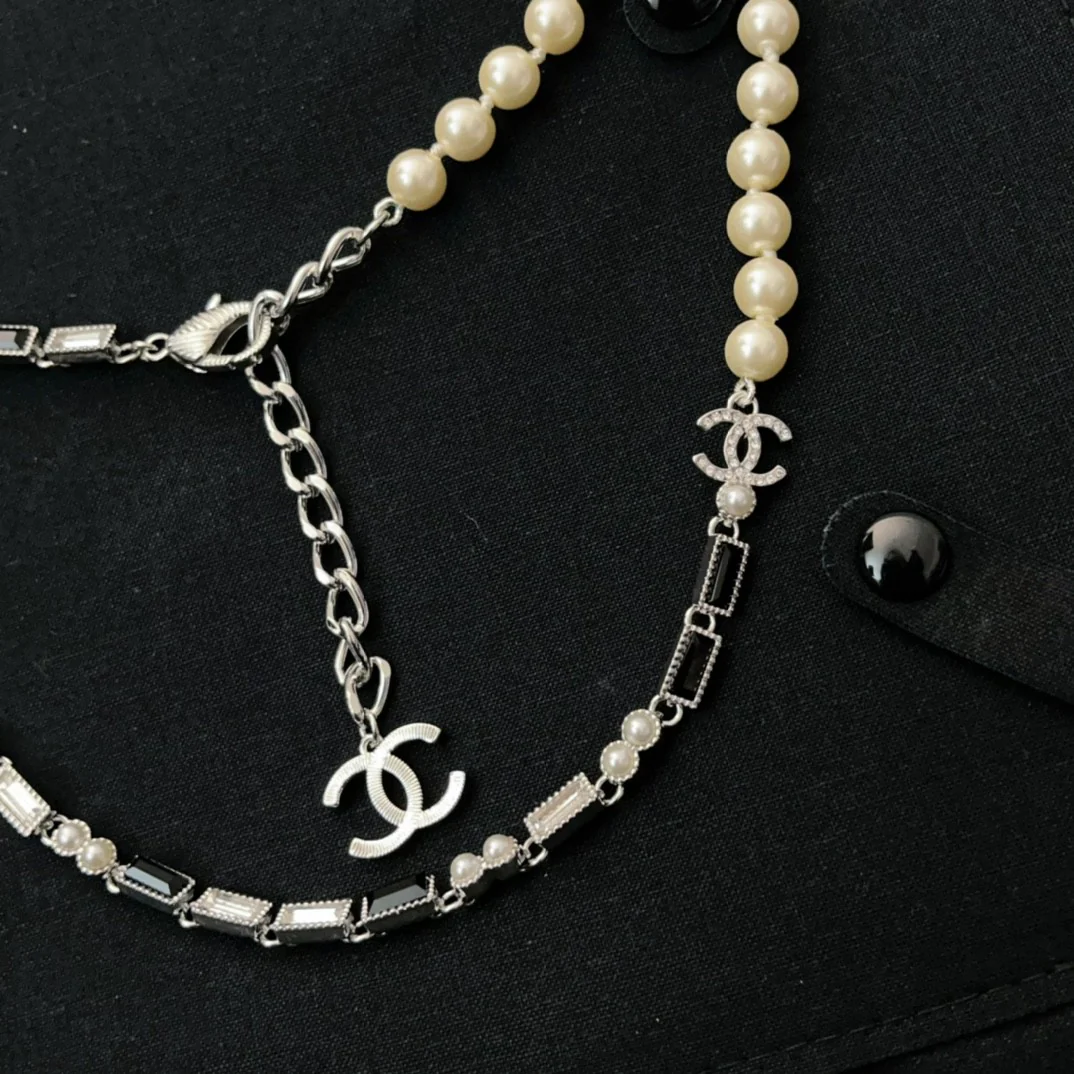 CCN003 23K CC Choker Necklace Silver Black - ccjewelryacc