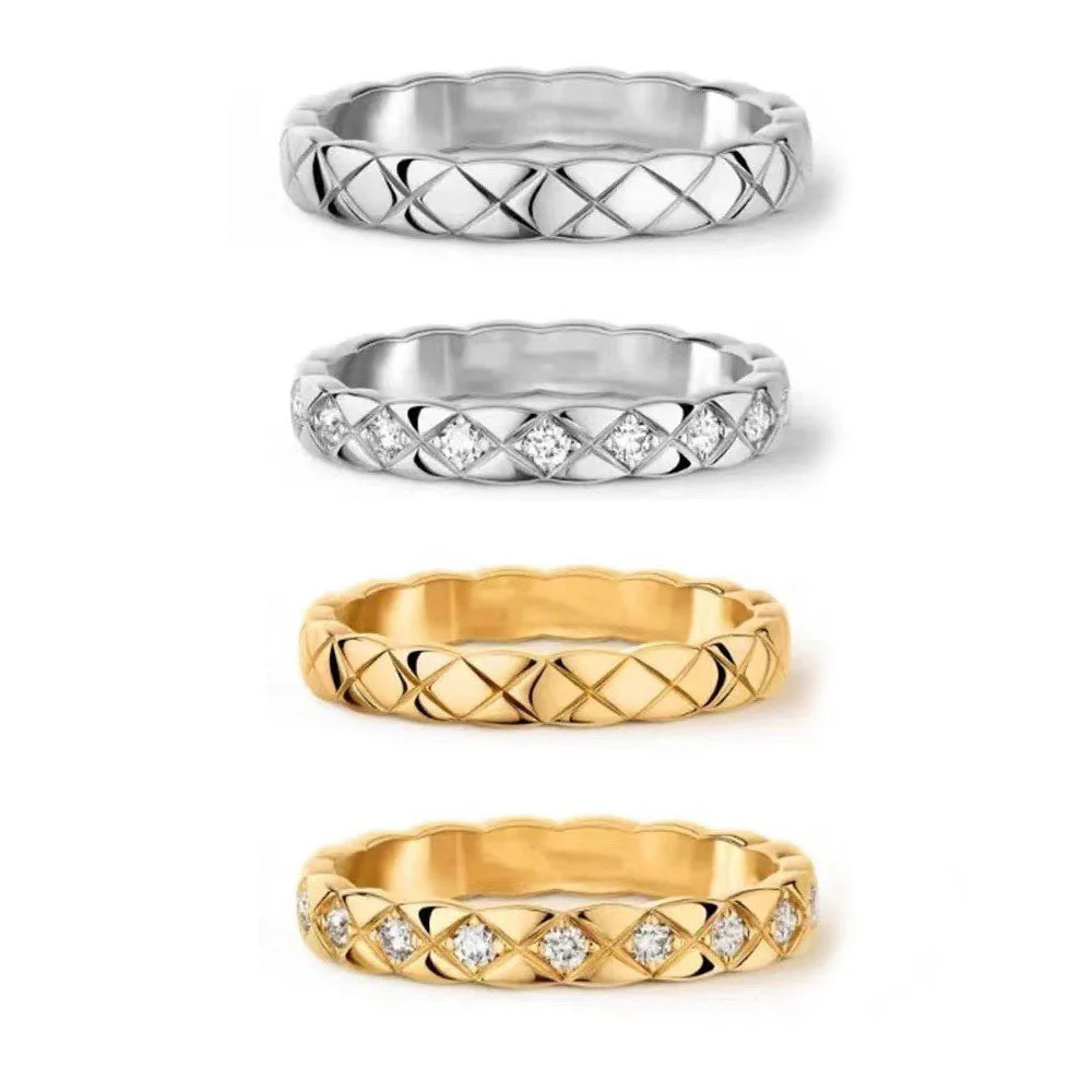 CCR8001A 3.5mm COCO crush ring titanium steel Gold plating cc ring - ccjewelryacc